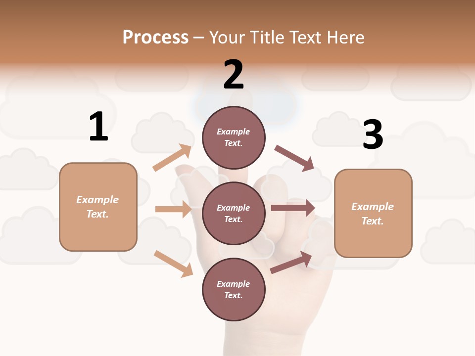 A Hand Pressing A Button On A Cloud Background PowerPoint Template