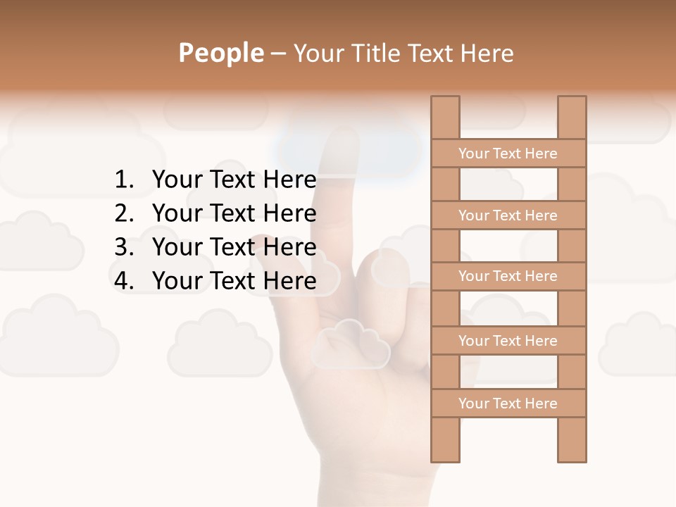 A Hand Pressing A Button On A Cloud Background PowerPoint Template