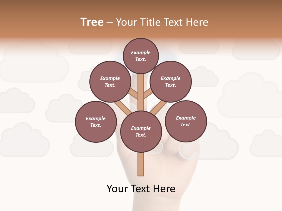 A Hand Pressing A Button On A Cloud Background PowerPoint Template