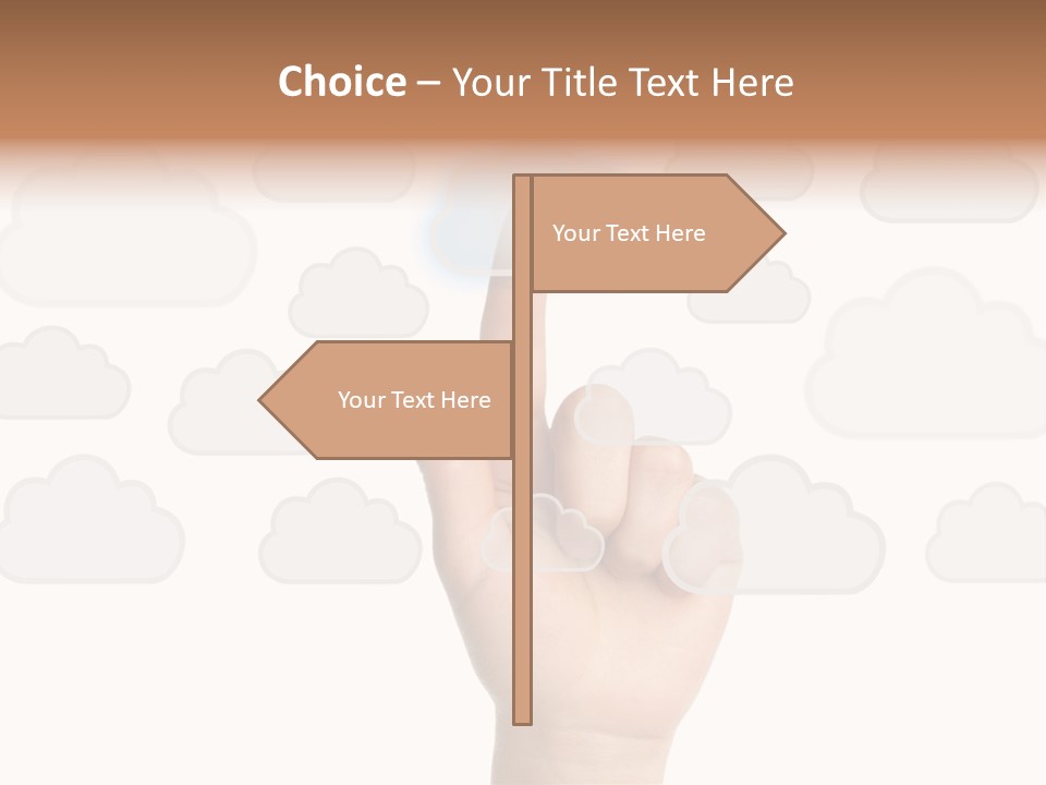 A Hand Pressing A Button On A Cloud Background PowerPoint Template