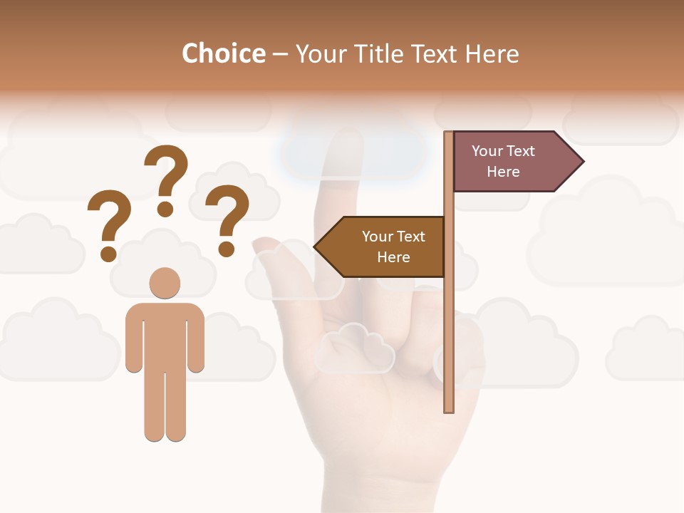 A Hand Pressing A Button On A Cloud Background PowerPoint Template