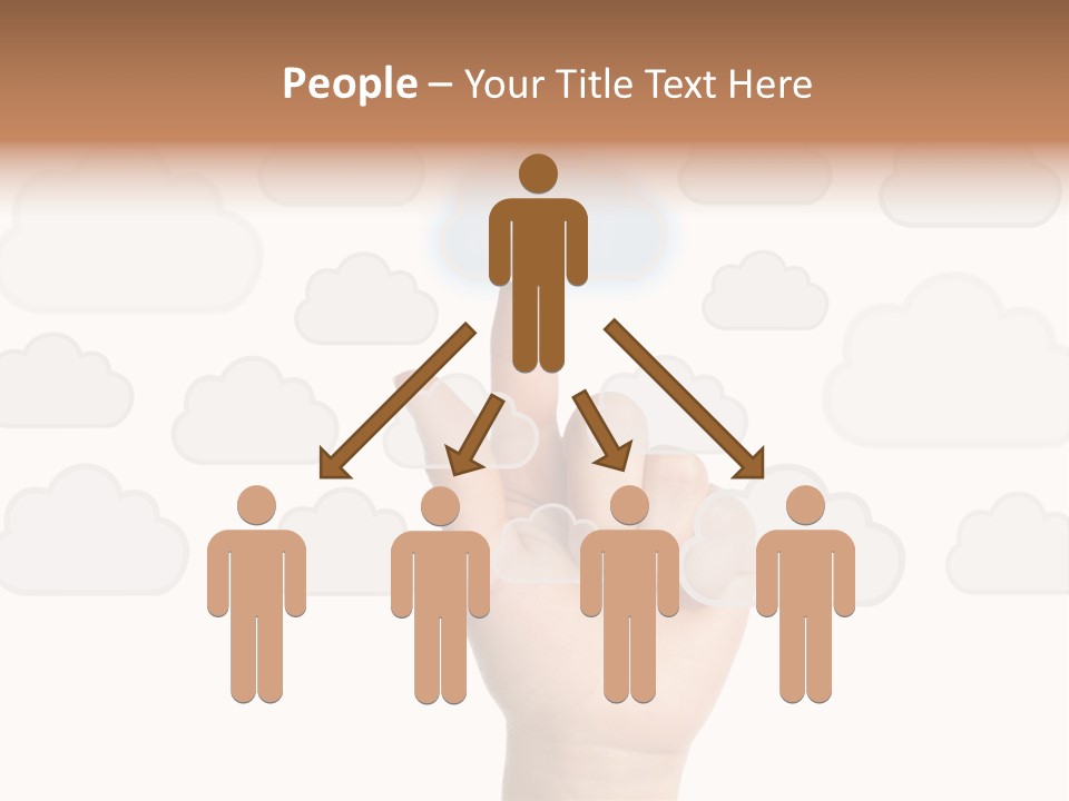 A Hand Pressing A Button On A Cloud Background PowerPoint Template