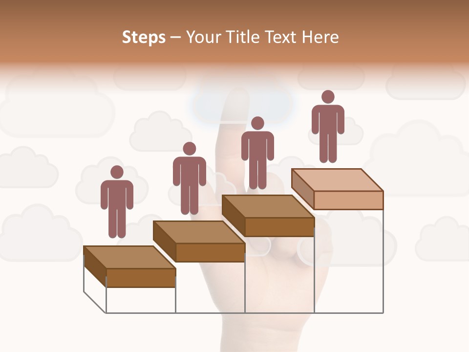 A Hand Pressing A Button On A Cloud Background PowerPoint Template