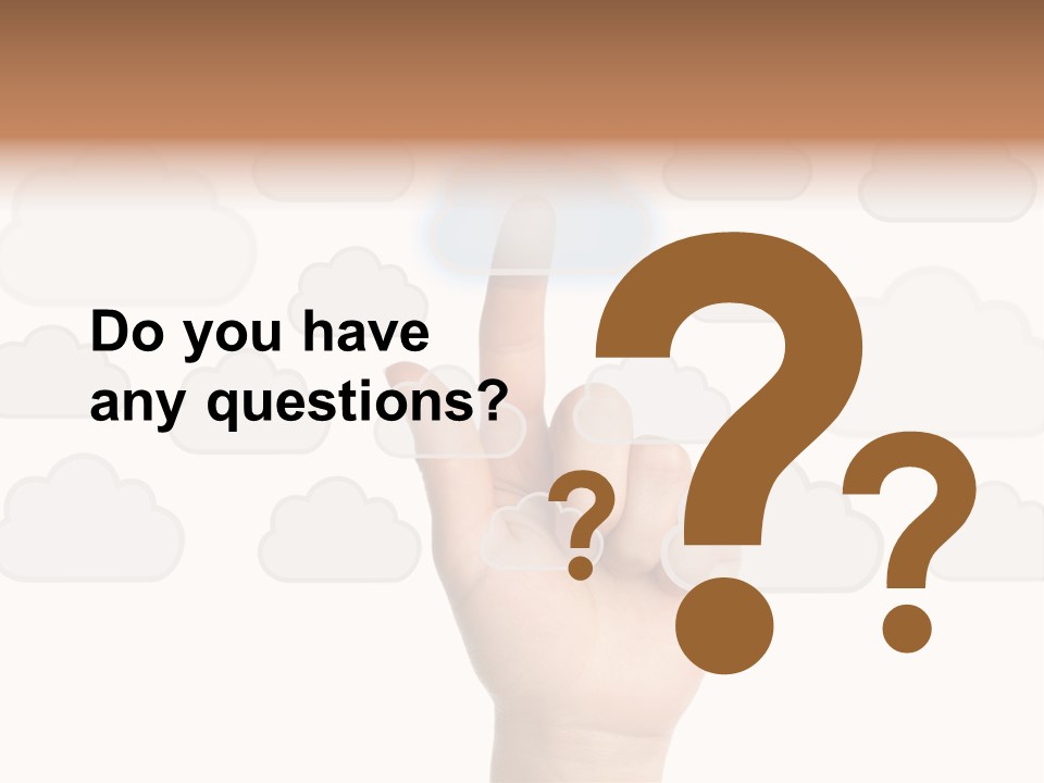 A Hand Pressing A Button On A Cloud Background PowerPoint Template