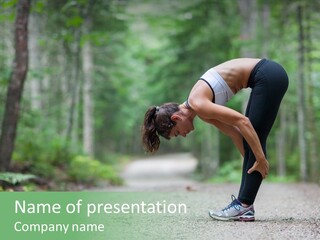 A Woman Doing Yoga In The Middle Of A Forest PowerPoint Template
