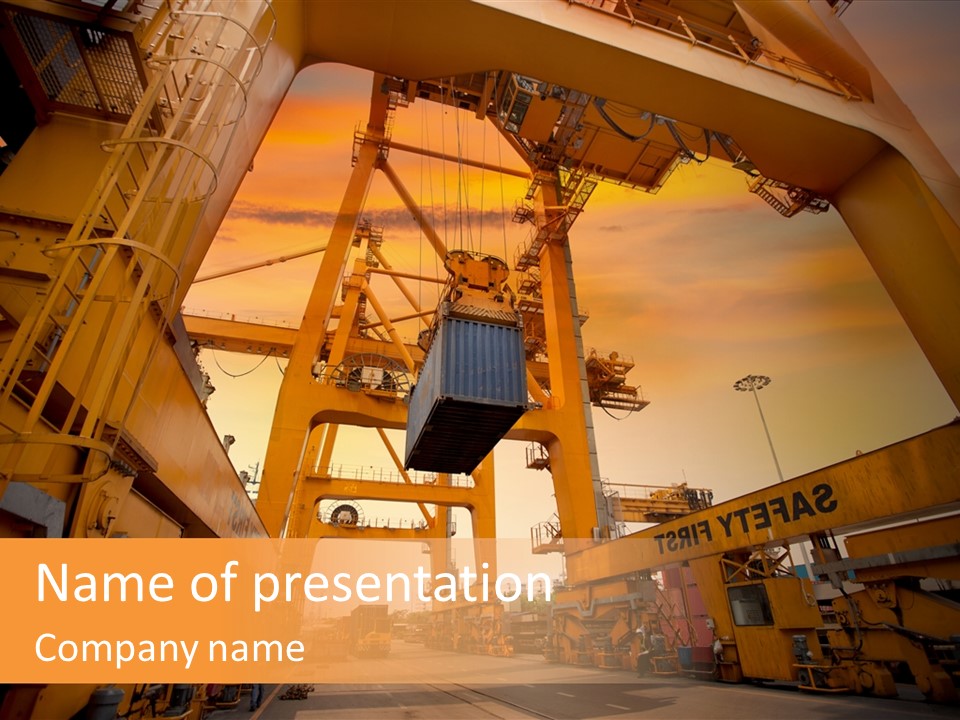 A Large Crane Is In The Middle Of A Construction Site PowerPoint Template