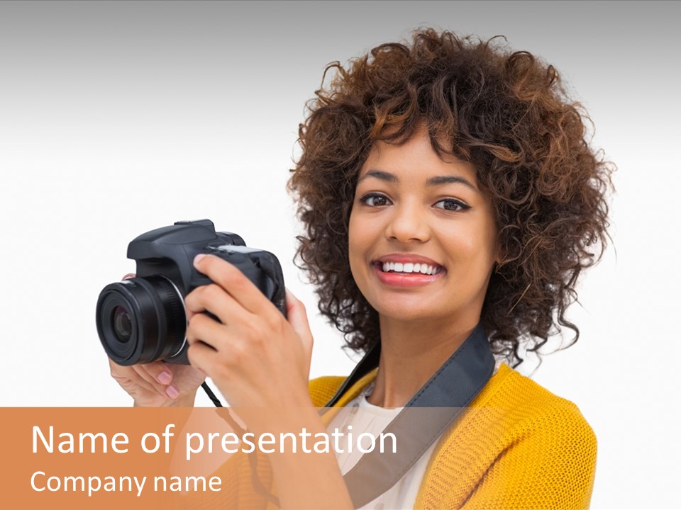 Photographing Afro Happy PowerPoint Template