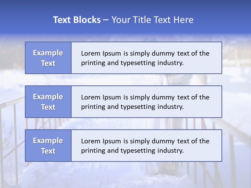 A Bride And Groom Standing On A Bridge In The Snow PowerPoint Template