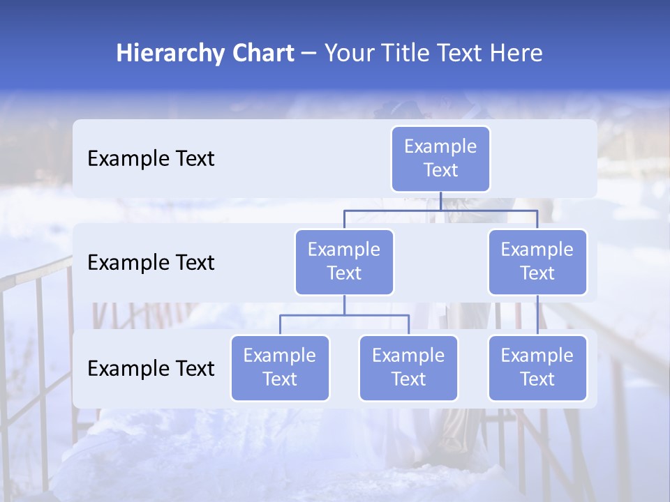 A Bride And Groom Standing On A Bridge In The Snow PowerPoint Template