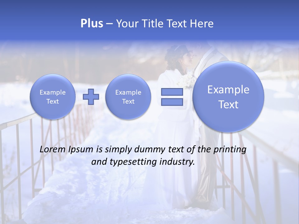 A Bride And Groom Standing On A Bridge In The Snow PowerPoint Template