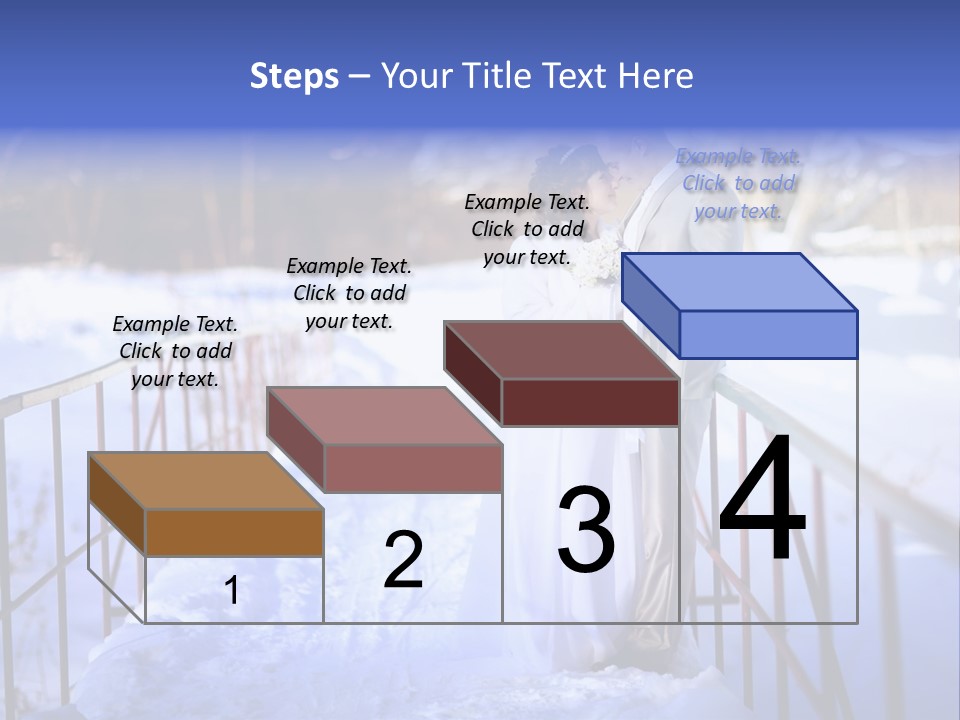 A Bride And Groom Standing On A Bridge In The Snow PowerPoint Template