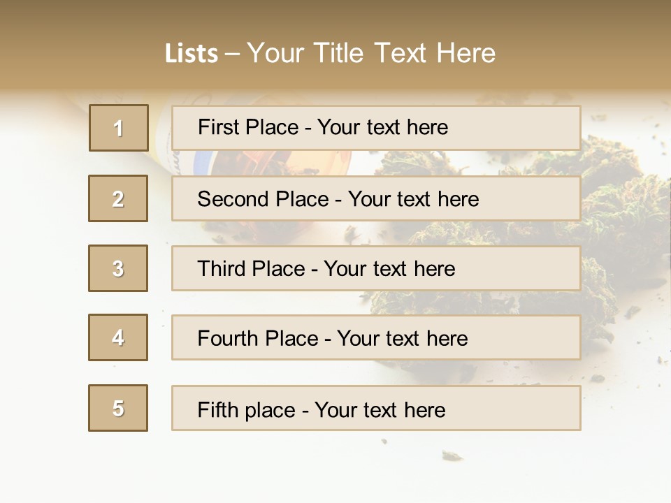 On White Thc Purple Kush PowerPoint Template