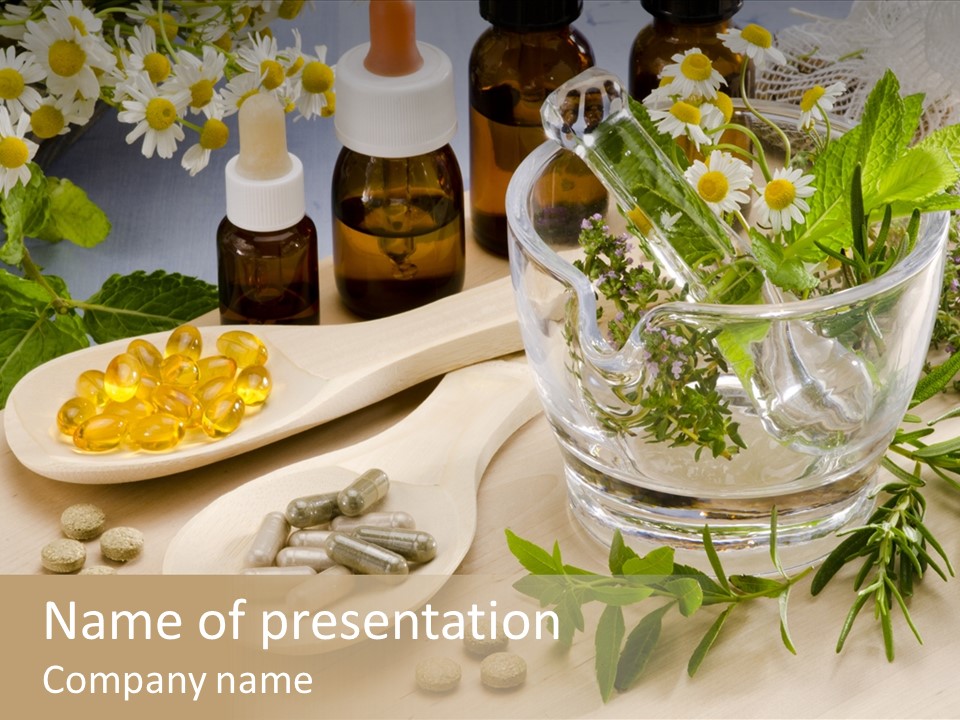 Pestle Health Care Herbal Supplement PowerPoint Template