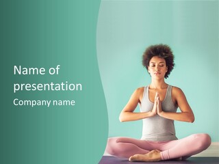 A Woman Sitting In A Yoga Position With Her Eyes Closed PowerPoint Template