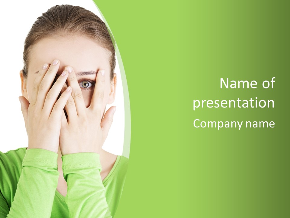 A Woman Covering Her Eyes With Her Hands PowerPoint Template