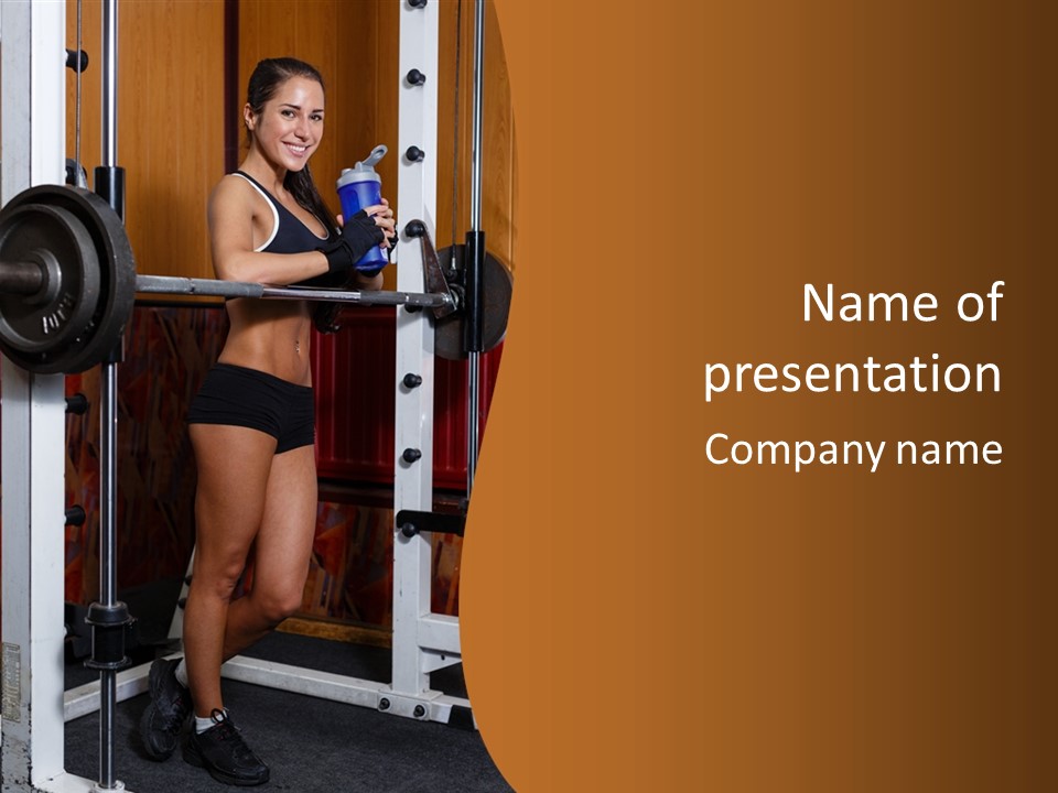 Healthy Sportswoman Bottle PowerPoint Template