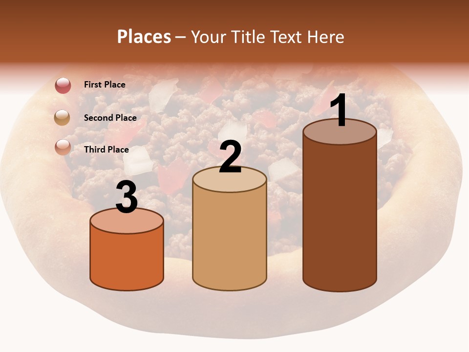 A Pizza With Meat And Onions On A White Background PowerPoint Template