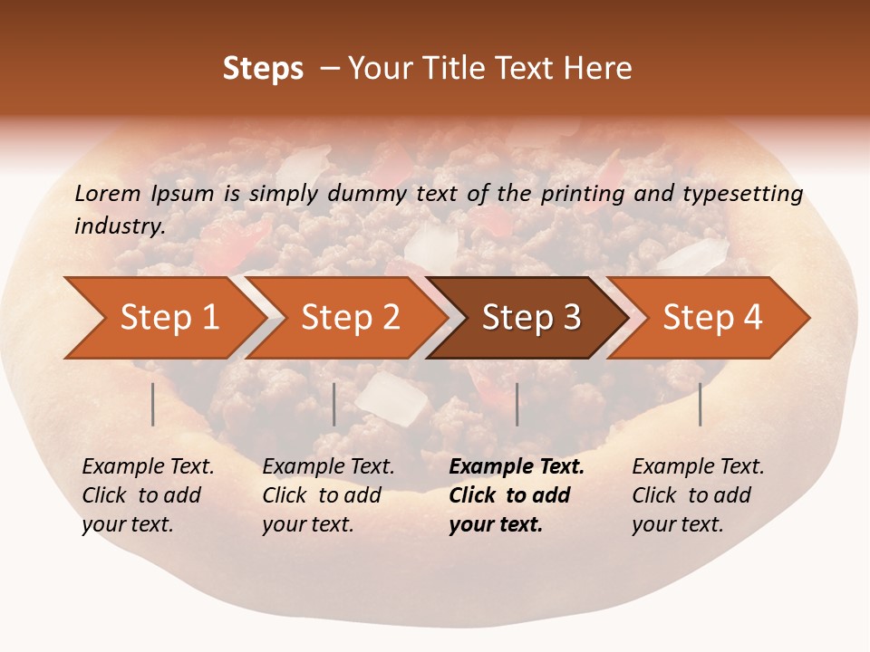 A Pizza With Meat And Onions On A White Background PowerPoint Template