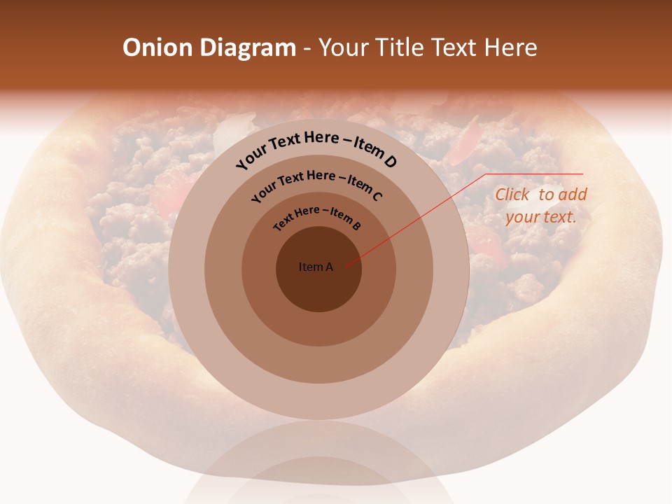 A Pizza With Meat And Onions On A White Background PowerPoint Template