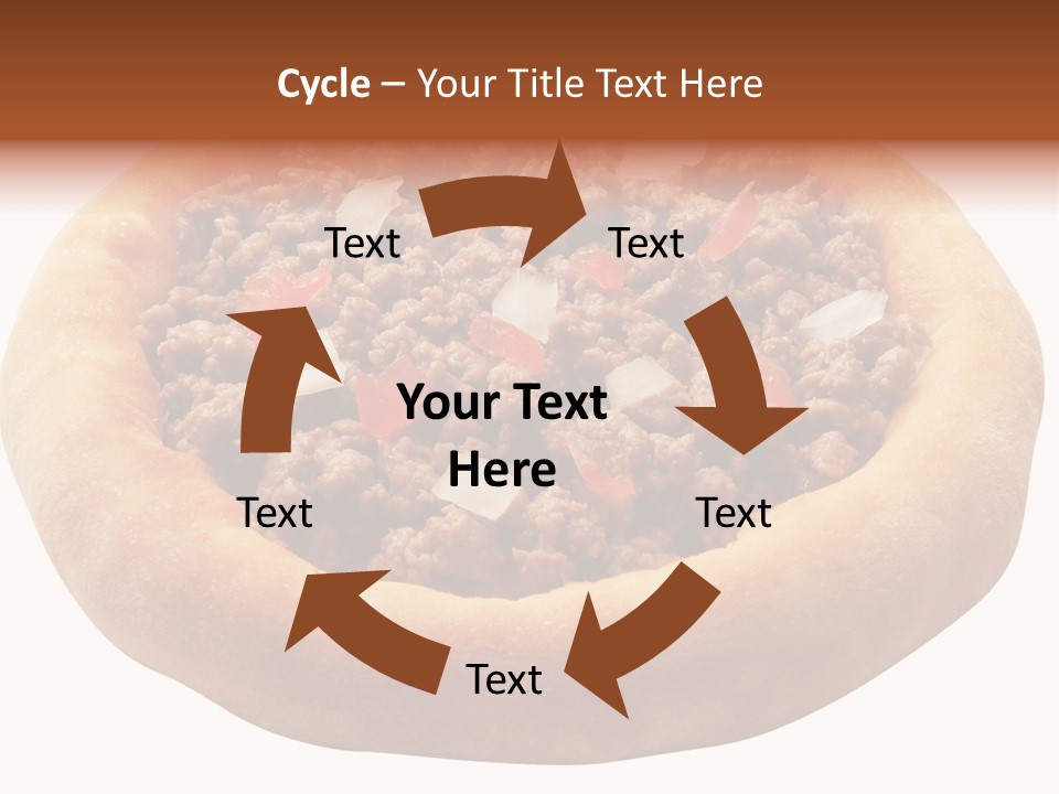 A Pizza With Meat And Onions On A White Background PowerPoint Template