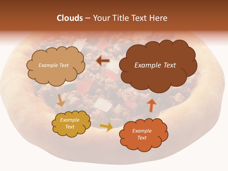 A Pizza With Meat And Onions On A White Background PowerPoint Template