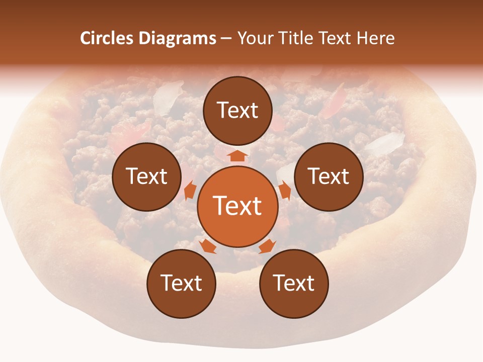 A Pizza With Meat And Onions On A White Background PowerPoint Template