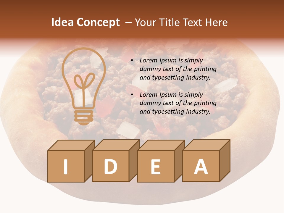 A Pizza With Meat And Onions On A White Background PowerPoint Template