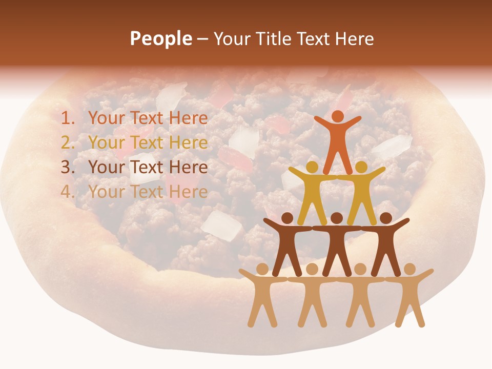 A Pizza With Meat And Onions On A White Background PowerPoint Template