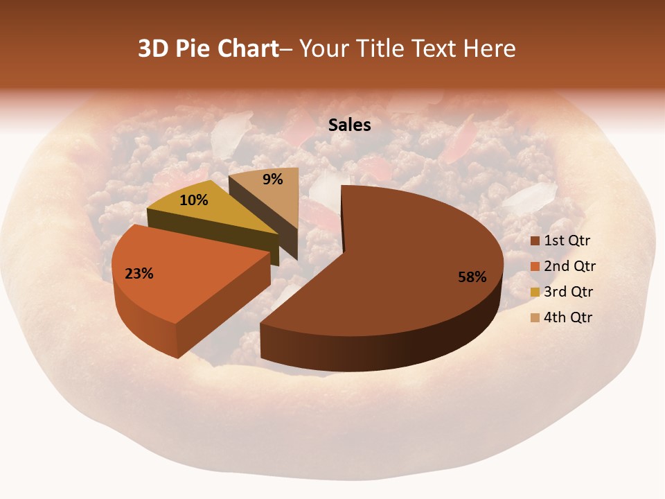 A Pizza With Meat And Onions On A White Background PowerPoint Template