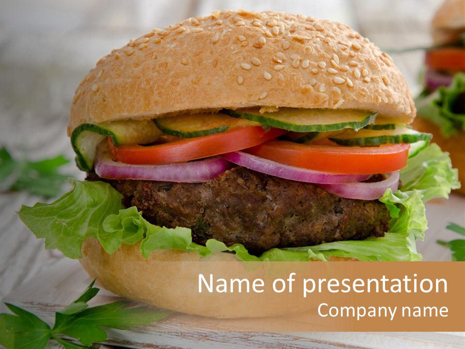 Hamburger Fat Grilled PowerPoint Template