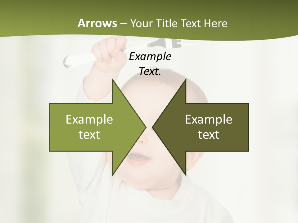 A Baby Holding A Fork And Knife In His Hand PowerPoint Template