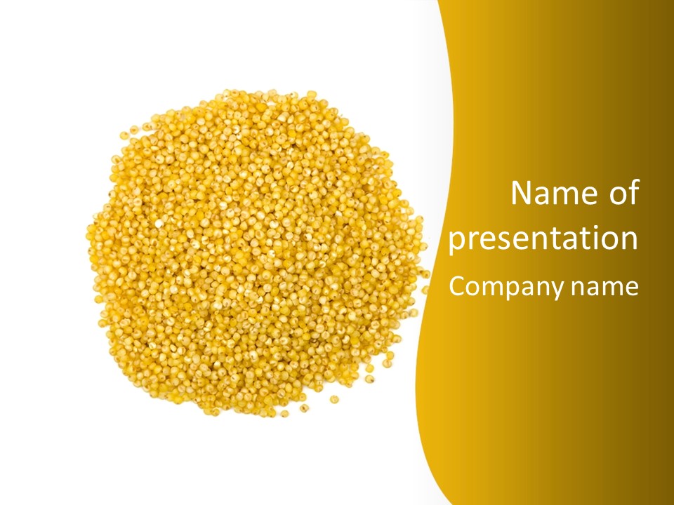 A Pile Of Yellow Seeds Next To A White Background PowerPoint Template