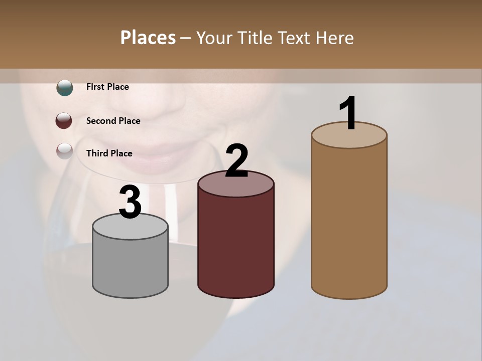 A Woman Holding A Glass Of Wine With Her Eyes Closed PowerPoint Template