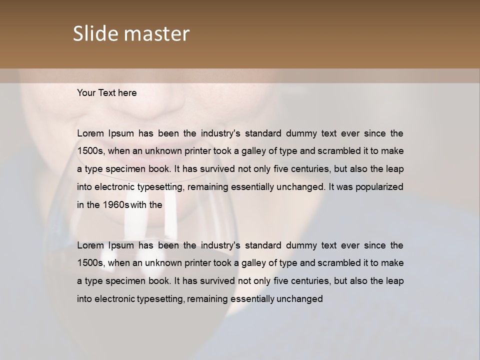 A Woman Holding A Glass Of Wine With Her Eyes Closed PowerPoint Template