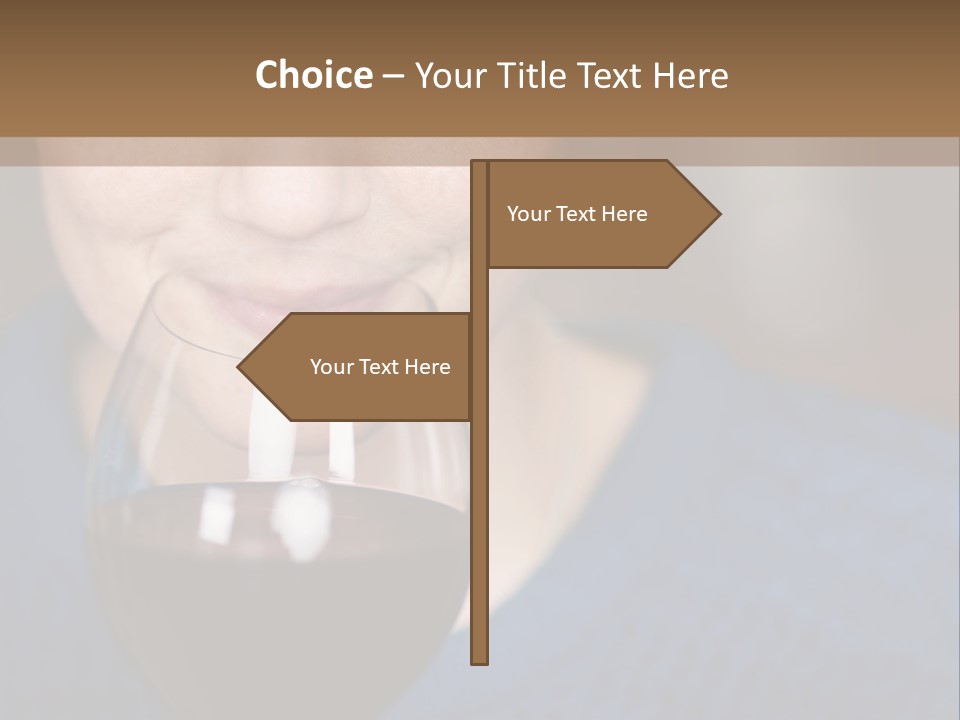 A Woman Holding A Glass Of Wine With Her Eyes Closed PowerPoint Template