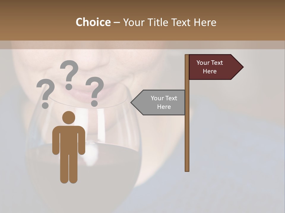 A Woman Holding A Glass Of Wine With Her Eyes Closed PowerPoint Template