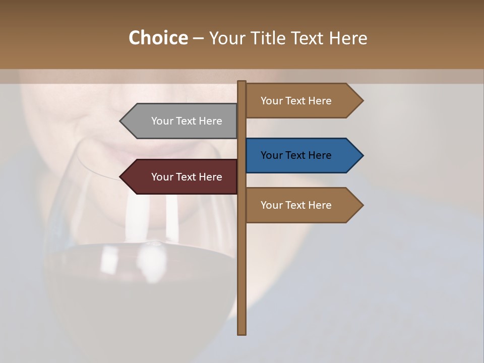 A Woman Holding A Glass Of Wine With Her Eyes Closed PowerPoint Template