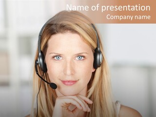 Costumerservice Blond Desk PowerPoint Template