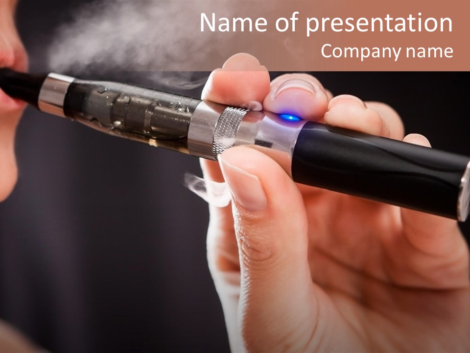Inhaling Nicotine Female PowerPoint Template