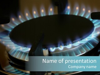 A Gas Stove With A Blue Flame On It PowerPoint Template