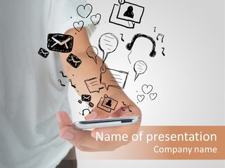 A Person Holding A Cell Phone In Their Hand PowerPoint Template