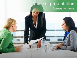 A Group Of Women Sitting Around A Table Talking PowerPoint Template