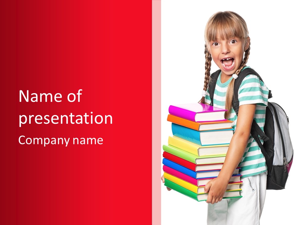 Offspring Friendly Schoolgirl PowerPoint Template