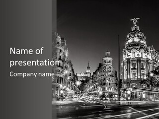 Madrid Statue Center PowerPoint Template