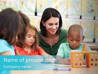 Classroom Group Five People PowerPoint Template