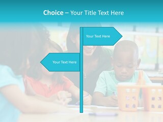 Classroom Group Five People PowerPoint Template