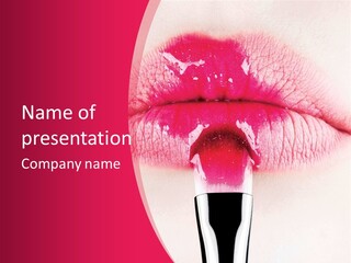 Closeup Lip Gloss Lips PowerPoint Template