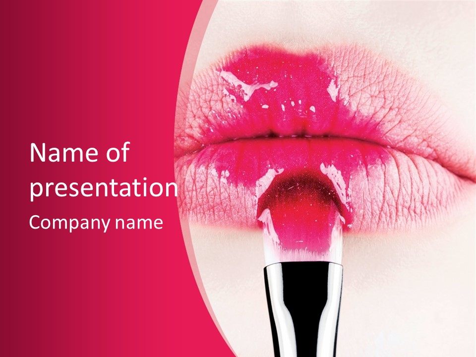 Closeup Lip Gloss Lips PowerPoint Template