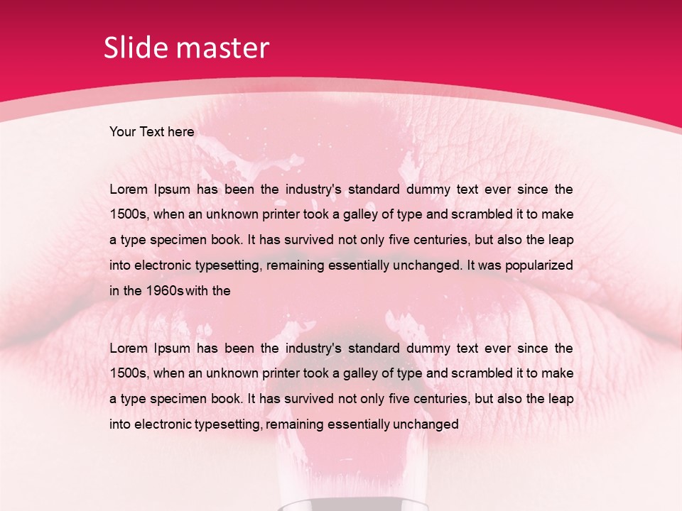 Closeup Lip Gloss Lips PowerPoint Template