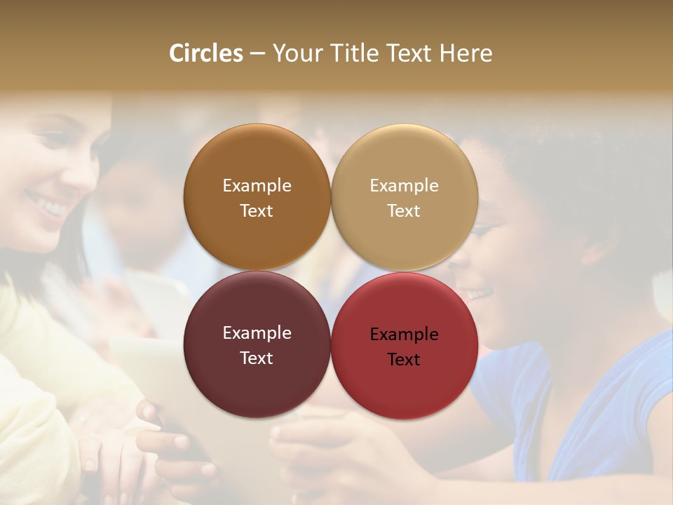 A Group Of People Sitting At A Table With A Tablet PowerPoint Template